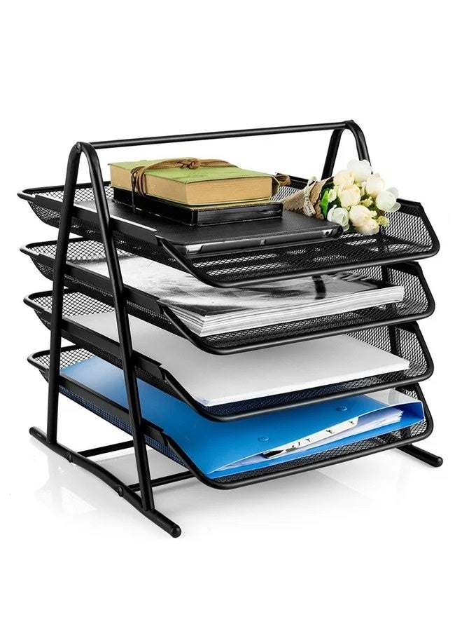 تالا حامل ورق معدني من 4 أرفف لحمل الأدوات المكتبية أسود - Image 2